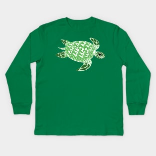 jade mexican caribbean carey turtle tortoise in ecopop floral wallpaper Kids Long Sleeve T-Shirt